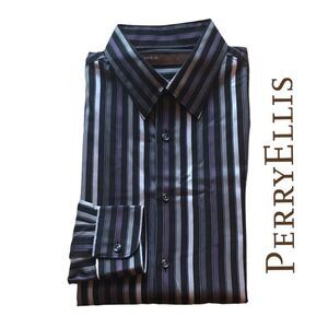 Perry Ellis Striped Dress‎ Shirt - NWOT Size L